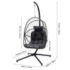 Swing Hanging Egg Chair with Cushion and Headrest, Grey+Black