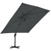 Living and Home 3M Dark Grey Large Square Canopy Rotating Outdoor Cantilever Parasol