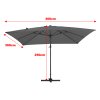 Living and Home 3M Dark Grey Large Square Canopy Rotating Outdoor Cantilever Parasol