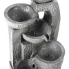 Living and Home Grey Layered Cascade Solar-powered Water Fountain for Outdoors, LED Lights, Handmade, Low-Maintenance, Resin, Water Feature