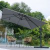 Living and Home 3M Large Square Canopy Rotating Outdoor Cantilever Parasol with Square Fillable Base (Up to 60/80kg filled with water/sand)