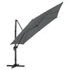 Living and Home 3M Large Square Canopy Rotating Outdoor Cantilever Parasol with Square Fillable Base (Up to 60/80kg filled with water/sand)
