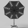 Grey Rattan 7 Piece Modular Garden Furniture Set + 32 LED Patio Umbrella Bundle