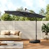 Living and Home Outdoor 32 LED Lighted Patio Umbrella with Crank Lift System with 60L Fillable Wheeled Base