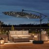 Living and Home Outdoor 32 LED Lighted Patio Umbrella with Crank Lift System with 60L Fillable Wheeled Base