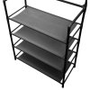 Living and Home Entryway 4 Tier Shoe Rack with Coat Hanger, Black
