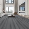 Living and Home 36pcs Rustic Lifelike Wood Grain Self-adhesive PVC Flooring, Dark Grey