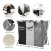 Living and Home 3-Section Foldable Laundry Basket with Aluminum Frame