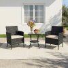 Living and Home 3-Piece PE Rattan Garden Furniture Bistro Set, Outdoor Patio Table And Chairs Set