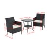 Living and Home 3-Piece PE Rattan Garden Furniture Bistro Set, Outdoor Patio Table And Chairs Set