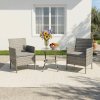 Living and Home 3-Piece PE Rattan Garden Furniture Bistro Set, Outdoor Patio Table and Chairs Set, Anti-tear, Anti-aging