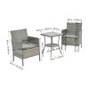 Living and Home 3-Piece PE Rattan Garden Furniture Bistro Set, Outdoor Patio Table and Chairs Set, Anti-tear, Anti-aging