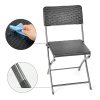 Livingandhome Set of 2 Outdoor Rattan Plastic Folding Chairs Dining Chairs Set, Black