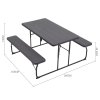 Living and Home Black Foldable Picnic Table and Bench Set with Parasol Hole 180cm W x 160cm D x 74cm H