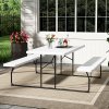 Living and Home White Foldable Picnic Table and Bench Set with Parasol Hole 180cm W x 160cm D x 74cm H