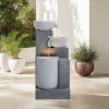 Living and Home 3-Tier Outdoor Water Fountain Rockery Decor Solar Powered Water Feature with LED Light