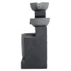 Living and Home 3-Tier Outdoor Water Fountain Rockery Decor Solar Powered Water Feature with LED Light