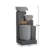 Living and Home 3-Tier Outdoor Water Fountain Rockery Decor Solar Powered Water Feature with LED Light
