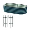 Living and Home 160cm W Oval-Shaped Galvanised Steel Raised Garden Bed, Garden Planter, Dark Green