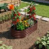 Living and Home 160cm W Oval-Shaped Galvanised Steel Raised Garden Bed, Brown