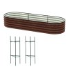 Living and Home 240cm W Oval-Shaped Galvanised Steel Raised Garden Bed, Brown
