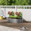 Living and Home 160cm W Outdoor Galvanized Steel Grey Raised Garden Bed with Green Trellis