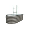 Living and Home 160cm W Outdoor Galvanized Steel Grey Raised Garden Bed with Green Trellis