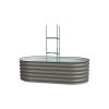 Living and Home 160cm W Outdoor Galvanized Steel Grey Raised Garden Bed with Green Trellis