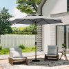 Tempered Glass Garden Coffee Table with Parasol Hole + 3M Rotating Patio Parasol Bundle