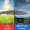 Tempered Glass Garden Coffee Table with Parasol Hole + 3M Rotating Patio Parasol Bundle