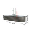 Living and Home 240cm W Outdoor Galvanized Steel Grey Raised Garden Bed with Green Trellis