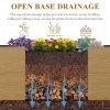 Living and Home 54cm W Square Plastic Wood-Grain Raised Garden Bed Planter, Brown Wood Grain