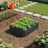 Living and Home 30cm H Rectangular Flower Bed Galvanised Steel Raised Garden Bed, Easy Assembly, Anthracite
