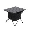 Living and Home Black Aluminum Alloy Portable Roll-Top Camping Table with Storage Basket, 56cm W x 41cm D x 41cm H
