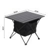 Living and Home Black Aluminum Alloy Portable Roll-Top Camping Table with Storage Basket, 56cm W x 41cm D x 41cm H