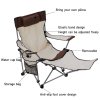 Living and Home Outdoor 2-In-1 Foldable Camping Chair with Footrest, Lounge Chair, Beige