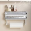Living and Home Dual-Layer Magnetic Plastic Wrap Dispenser with Cutter