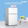 87L Under Counter Fridge Freezer with Removable Shelves, Adjustable Thermostat, Light, White