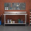 Living and Home 2 Tier Commercial Kitchen Prep & Work Stainless Steel Table with Backsplash