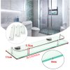 Living and Home 38.5/50/60cm Wall Mounted Tempered Glass Bathroom Shelf, 6mm Thick Glass Toiletries Storage Organizer with Guardrail