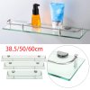 Living and Home 38.5/50/60cm Wall Mounted Tempered Glass Bathroom Shelf, 6mm Thick Glass Toiletries Storage Organizer with Guardrail