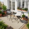 Living and Home 3-Piece Outdoor Folding Bistro Set, Table & Chairs Set, Black