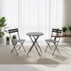 Living and Home 3-Piece Outdoor Folding Bistro Set, Table & Chairs Set, Black