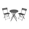 Living and Home 3-Piece Outdoor Folding Bistro Set, Table & Chairs Set, Black