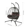 Living and Home 2-Seater Swing Hanging Egg Chair with Metal Stand, Adjustable Chains, Indoor/Outdoor Use