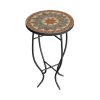 Living and Home Outdoor Mosaic Accent Side Table Plant Stand, 36cm Dia x 54cm H