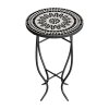 Living and Home Outdoor Mosaic Accent Side Table Round Plant Stand, 36cm Dia x 54cm H