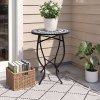 Living and Home Outdoor Mosaic Accent Side Table Round Plant Stand, 36cm Dia x 54cm H