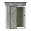 Living and Home 4.92x2.95ft Outdoor Metal Storage Shed, Pent Roof Garden Tool House with Lockable Door, Vents, Grey & White