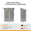 Living and Home 4.92x2.95ft Outdoor Metal Storage Shed, Pent Roof Garden Tool House with Lockable Door, Vents, Grey & White